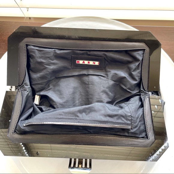 Marni black leather embroidered frame clutch - Picture 10 of 11